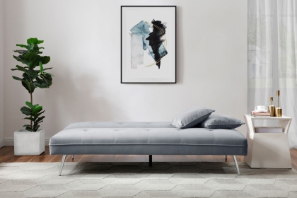 June Click Clack Grey Sofa Bed with Deep Tufting
