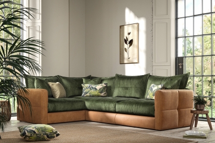 Alexander & James Quinn Leather & Fabric Mix Medium Corner Sofa