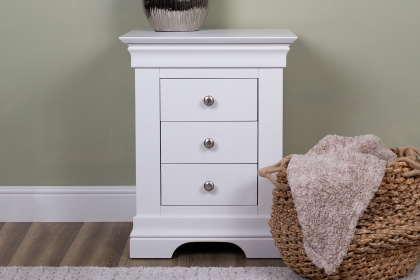 Providence Warm White 3 Drawer Bedside Table