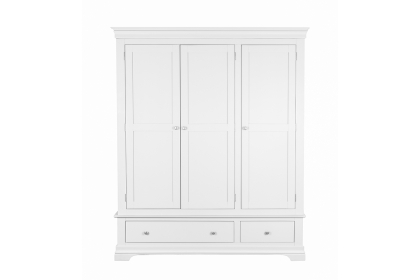 Providence Warm White Triple Wardrobe with Storage Drawers