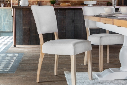 Classic Farmhouse Fabric Dining Chair in Natural