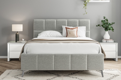 Trend Bedframe with Cube Headboard in Linen Grey