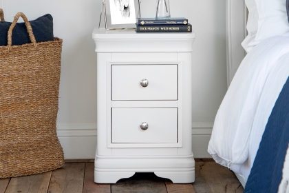 Chateau Warm White Small 2 Drawer Bedside Table