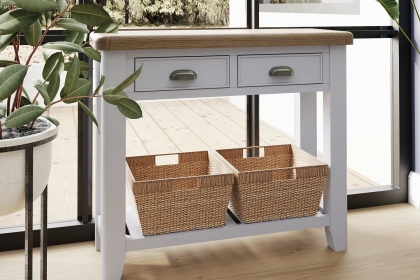 Smoked Oak Painted Grey Console Table