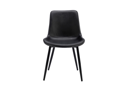 Scoop Dining Chair in Black PU Leather