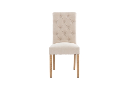 Button Back Scroll Top Dining Chair in Natural