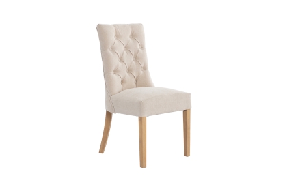 Curved Button Back Dining Chair in Natural
