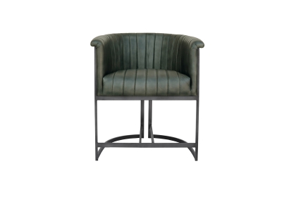 Leather & Iron Tub Chair in Light Grey PU Leather