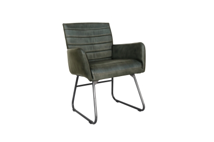Leather & Iron High Back Dining Chair in Light Grey