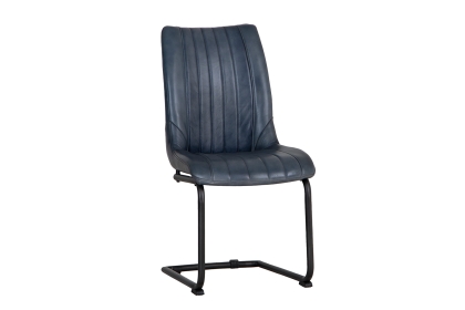 Leather & iron Traditional Dining Chair in Blue