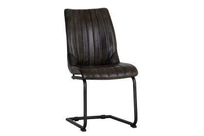 Leather & iron Traditional Dining Chair in Dark Grey