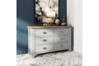 Smoked Oak Painted Grey 6 Drawer Chest