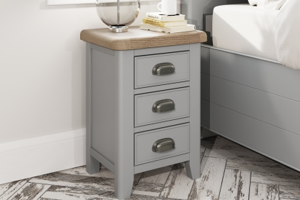 Smoked Oak Painted Grey Small Bedside Table