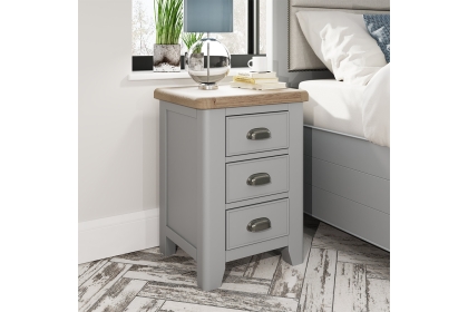 Smoked Oak Painted Grey Large Bedside Table