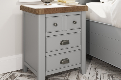 Smoked Oak Painted Grey Extra Large Bedside Table