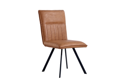 Vertical Stitched Dining Chair in Tan PU Leather