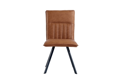 Vertical Stitched Dining Chair in Tan PU Leather