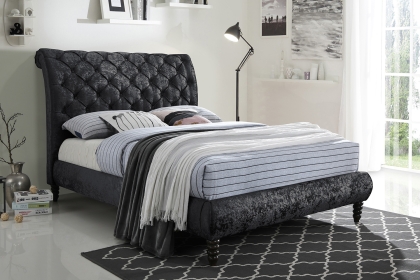 Time Living Venice Bed Frame in Black Crushed Velvet