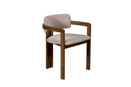 CLEARANCE - Grace Boucle Curved Back Dining Armchair with Walnut Legs (Pair)