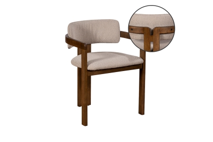 Grace Boucle Curved Back Dining Armchair with Walnut Legs