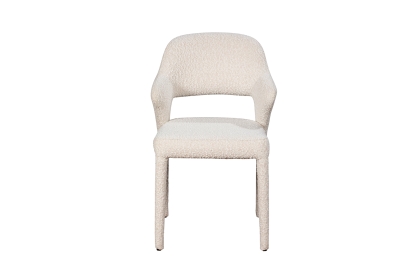 Rex Fully Upholstered Boucle Dining Chair with Curved Back