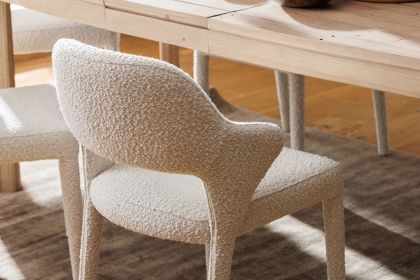 Rex Fully Upholstered Boucle Dining Chair with Curved Back (Pair)