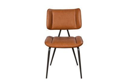 Jack Cognac Tan PU Leather Dining Chair with Industrial Legs