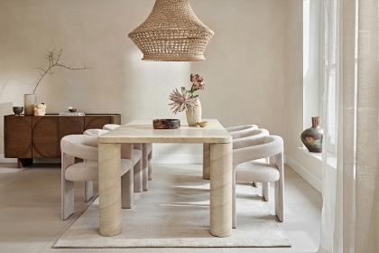 Idless Travertine Stone 150cm Dining Table with Cylindrical Legs