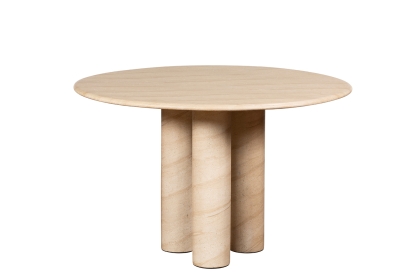 Ida Travertine Stone 120cm Round Dining Table with Cylindrical Legs