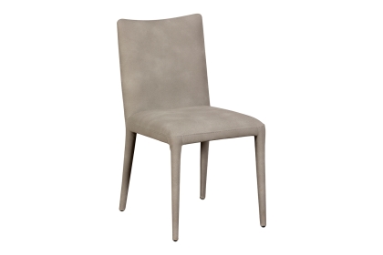 Lucas Fully Upholstered PU Leather Dining Chair in Misty Grey (Pair)