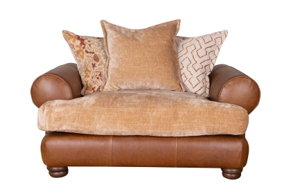 Nelson Fabric & Leather Mix Pillow Back Snuggler Chair