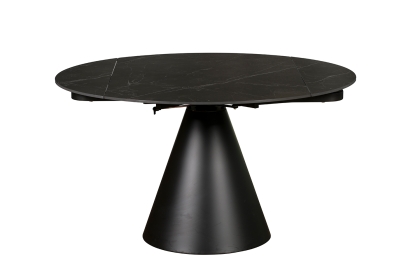 Sintered Stone Rounded 85-135cm Twist Extending Dining Table in Black