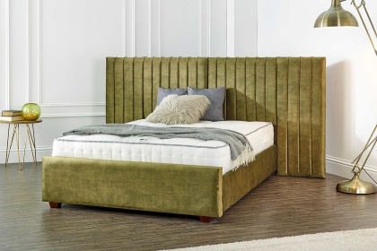 Hockley Upholstered Bedframe with Wide Wall Extended Headboard
