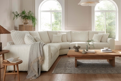 Chunky Cord Cream Large Corner Sofa Group