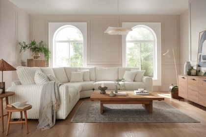 Chunky Cord Cream Hex Corner Box Sofa Unit Chunky Cord Cream Hex Corner Box Sofa Unit