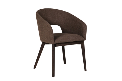 Ariyan Curved Fabric Dining Chairs in Brown (Pair)