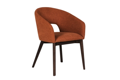 Areola Curved Fabric Dining Chairs in Rust (Pair)