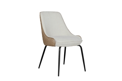 Sadie Biscuit Dining Chair with Fabric Seat and Diamond Leather Back