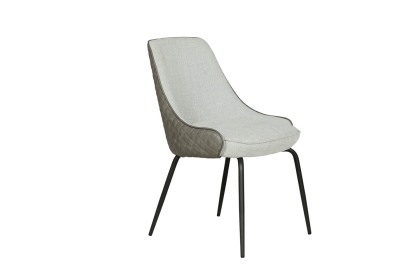 Sadie Grey Dining Chair with Fabric Seat and Diamond Leather Back