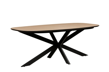 Sadie Industrial 160cm Dining Table in Oak Finish