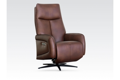 Pablo Leather 360 Swivel Triple Motor Electric Recliner Chair in Dark Brown