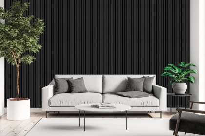 Pack of 2 - Dark Grey Decorative Acoustic Slat Wall Panel - 2400mm x 600mm Pack of 2 - Dark Grey Decorative Acoustic Slat Wall Panel - 2400mm x 600mm