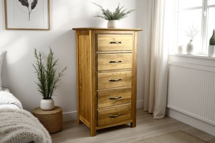 Moda Solid Oak 5 Drawer Wellington Chest of Drawers