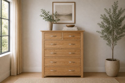 Devon Solid Oak 4 + 2 Chest of Drawers