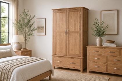 Devon Solid Oak 1 Drawer Wardrobe