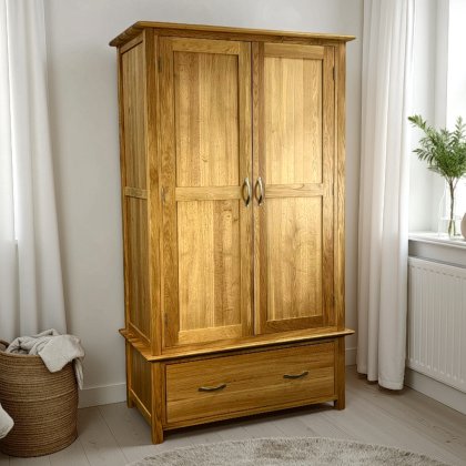Moda Solid Oak 1 Drawer Wardrobe