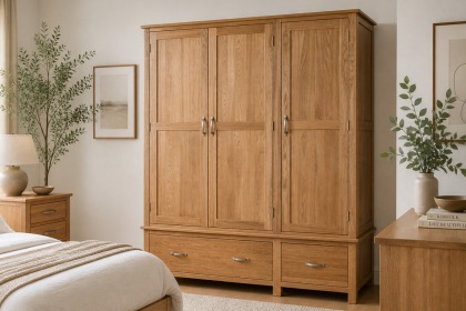 Devon Solid Oak Triple Wardrobe