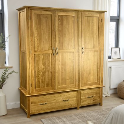 Moda Solid Oak Triple Wardrobe