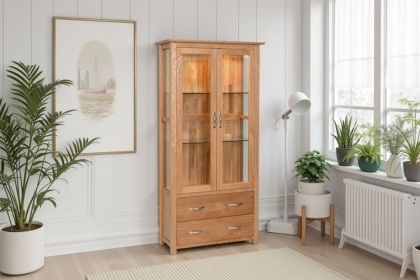 Moda 100% Solid Oak Glass Display Cabinet
