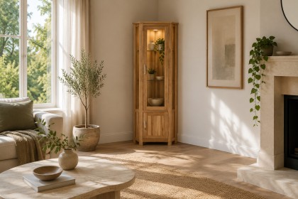 Devon 100% Solid Oak Corner Display Cabinet